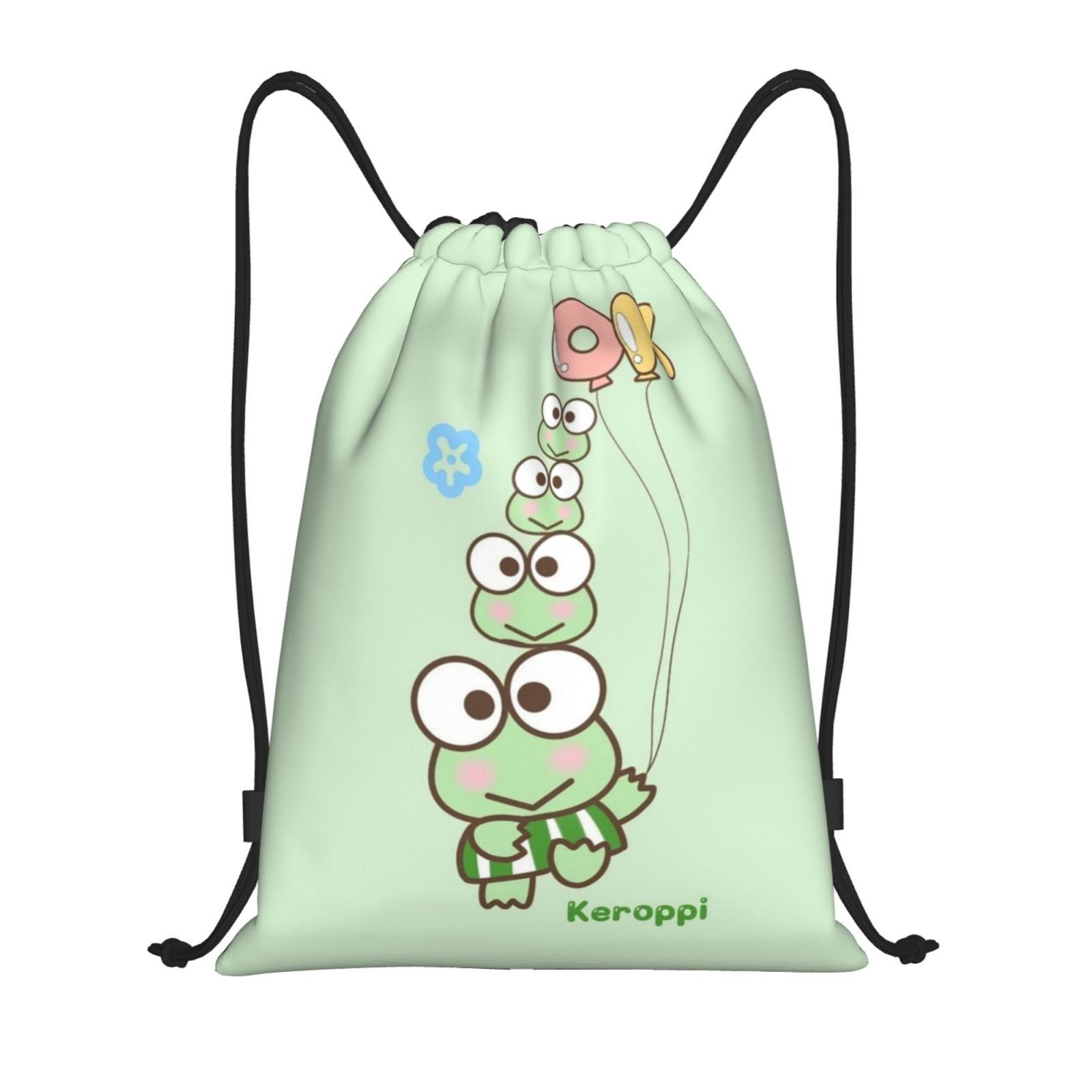 Keroppi Drawstring Bags Unisex Drawstring Back-pack Daypack Sports Gym Bag Outdoor